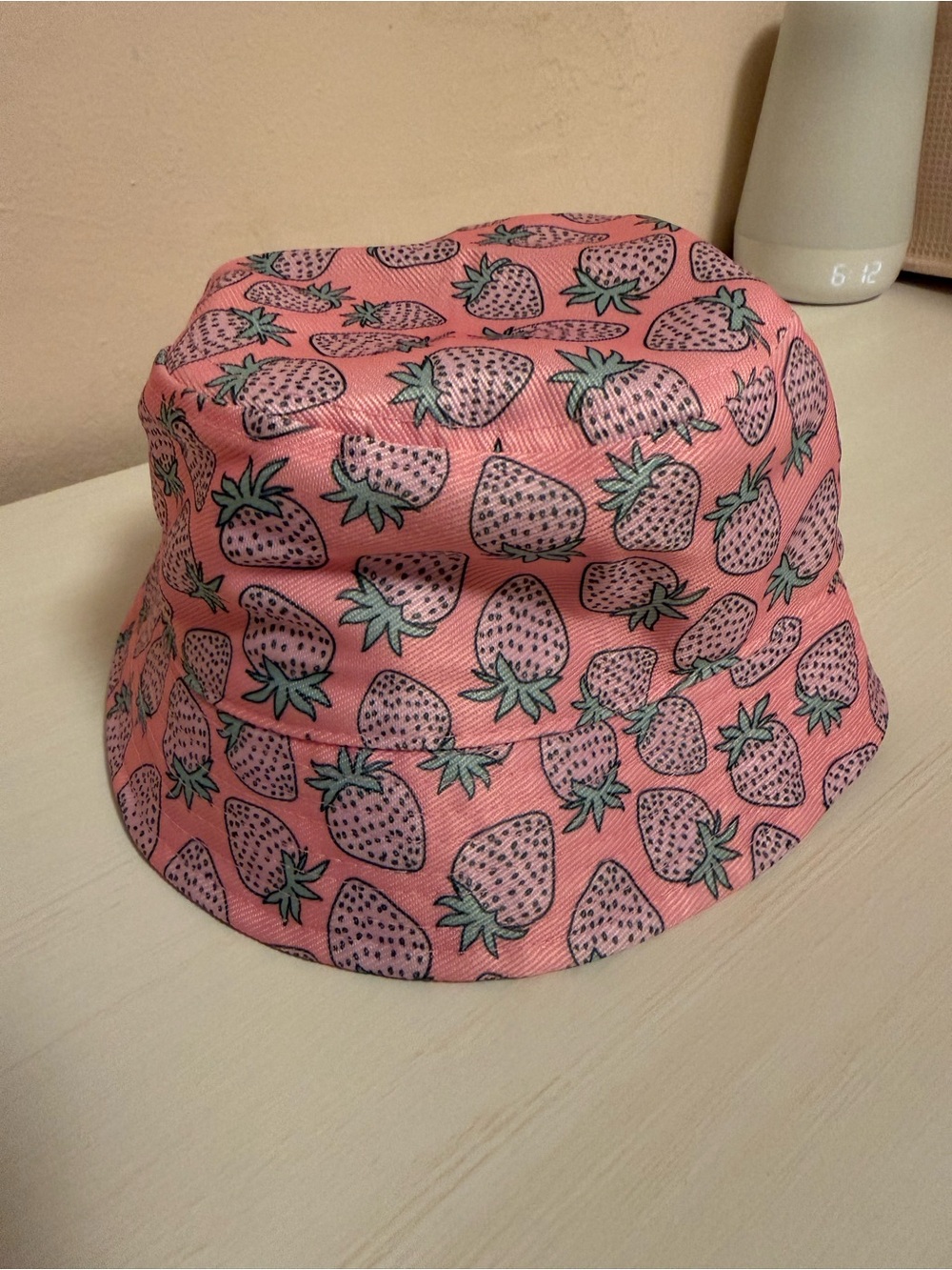 Pink Strawberry Print Bucket Hat